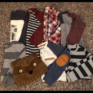Boys shirt bundle size 4t with cute bear beanie.